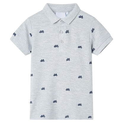 Polo-shirt enfant gris chiné 116