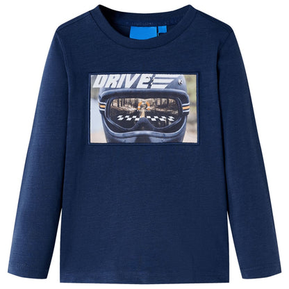 Kinder-Langarmshirt Marineblau Melange 116