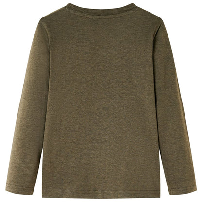 Kinder-Langarmshirt Khaki Melange 104