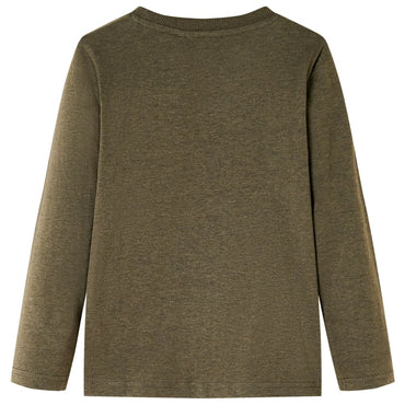 Kinder-Langarmshirt Khaki Melange 128