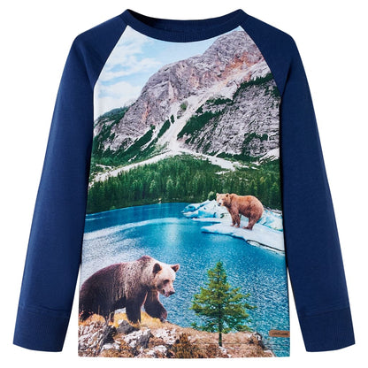 Kinder-Langarmshirt Marineblau 116