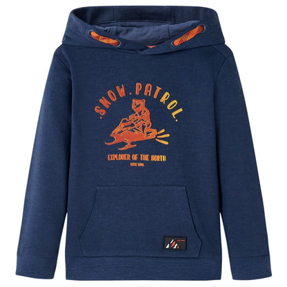 Kinder-Kapuzenpullover Marineblau Melange und Orange 92