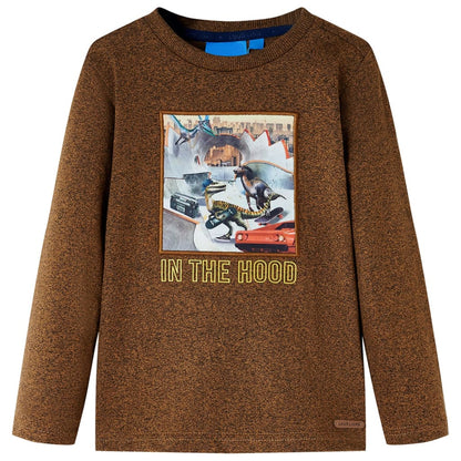 Kinder-Langarmshirt Cognac Melange 116