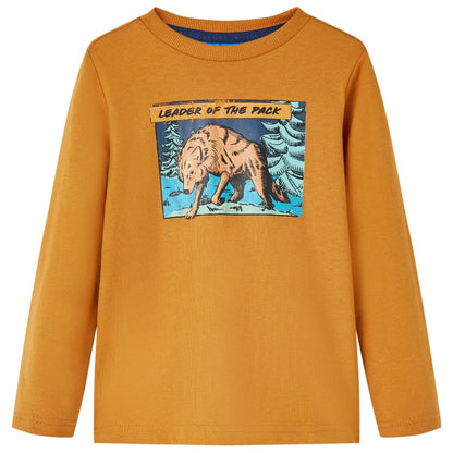 T-shirt manches longues enfant ocre foncé 128