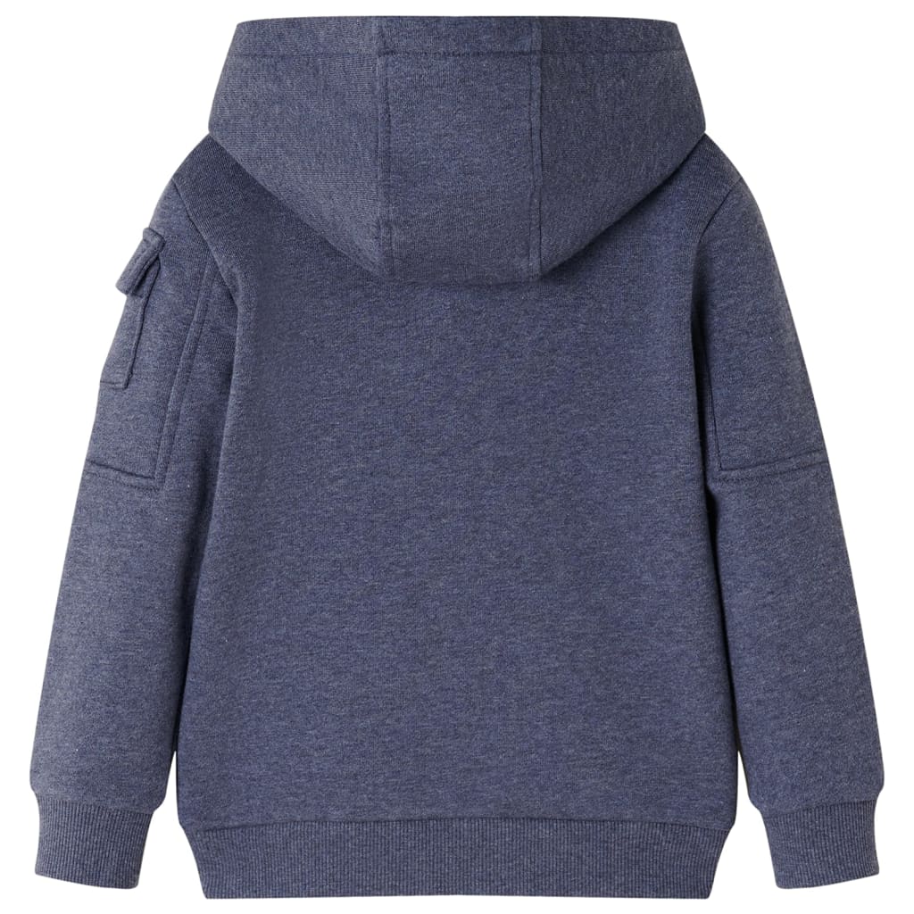Kinder-Kapuzenpullover mit Reißverschluss Dunkelblau Melange 92