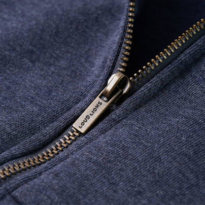 Kinder-Kapuzenpullover mit Reißverschluss Dunkelblau Melange 92