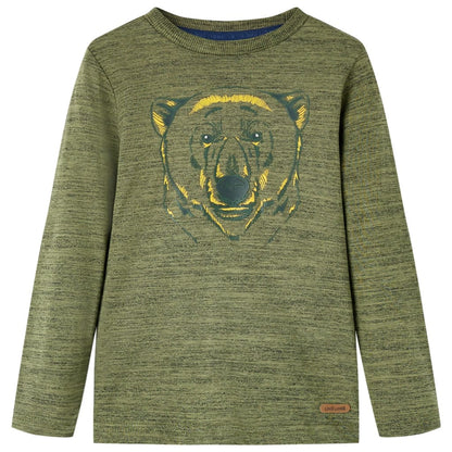 Kinder-Langarmshirt Khaki Melange 104