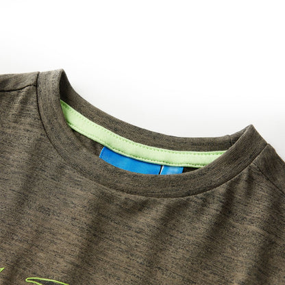 Kinder-Langarmshirt Dunkles Khaki Melange 92