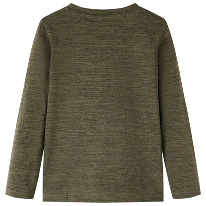 Kinder-Langarmshirt Dunkles Khaki Melange 104