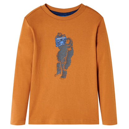 T-shirt manches longues enfant ocre foncé 128