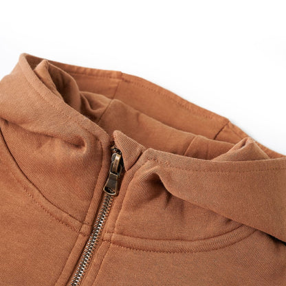 Kinder-Kapuzenpullover mit Halbem Reißverschluss Anthrazit Cognac 116