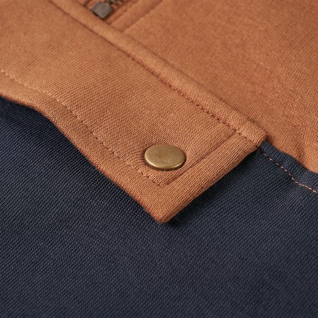 Kinder-Kapuzenpullover mit Halbem Reißverschluss Anthrazit Cognac 116