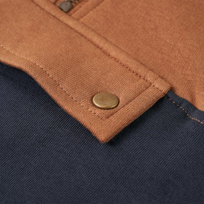 Sweat à capuche demi-zip enfant anthracite cognac 128