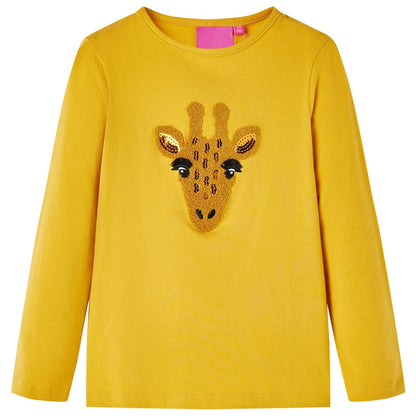 Kinder-Langarmshirt Dunkles Ocker 116