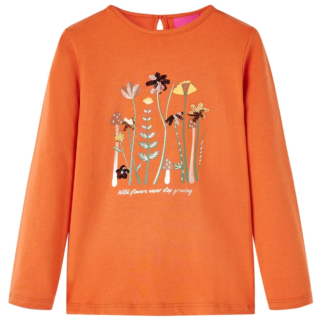 T-shirt manches longues enfant orange foncé 104
