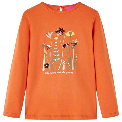 T-shirt manches longues enfant orange foncé 104