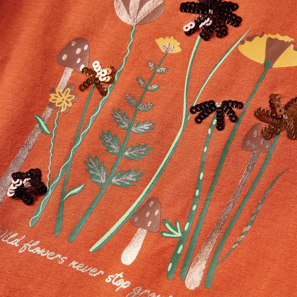 T-shirt manches longues enfant orange foncé 104
