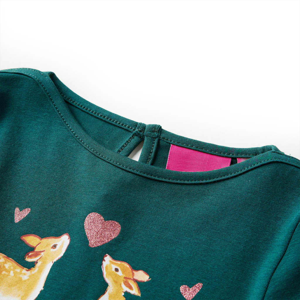 T-shirt enfant à manches longues vert foncé 128
