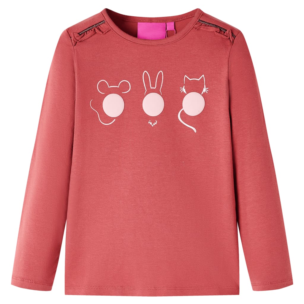 T-shirt enfant à manches longues Rose foncé 128