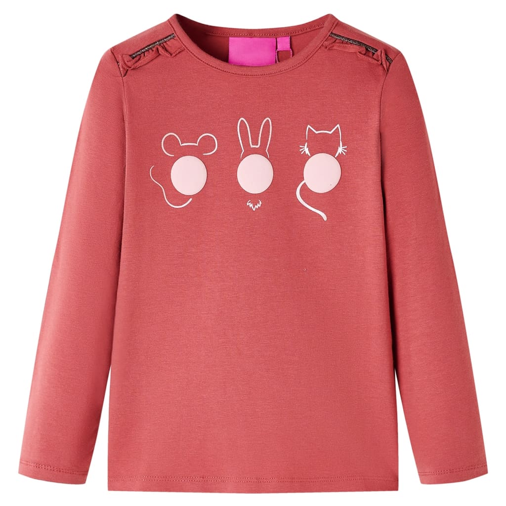 T-shirt manches longues enfant Rose foncé 140