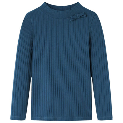 Kinder-Langarmshirt Rippstrick Marineblau 128