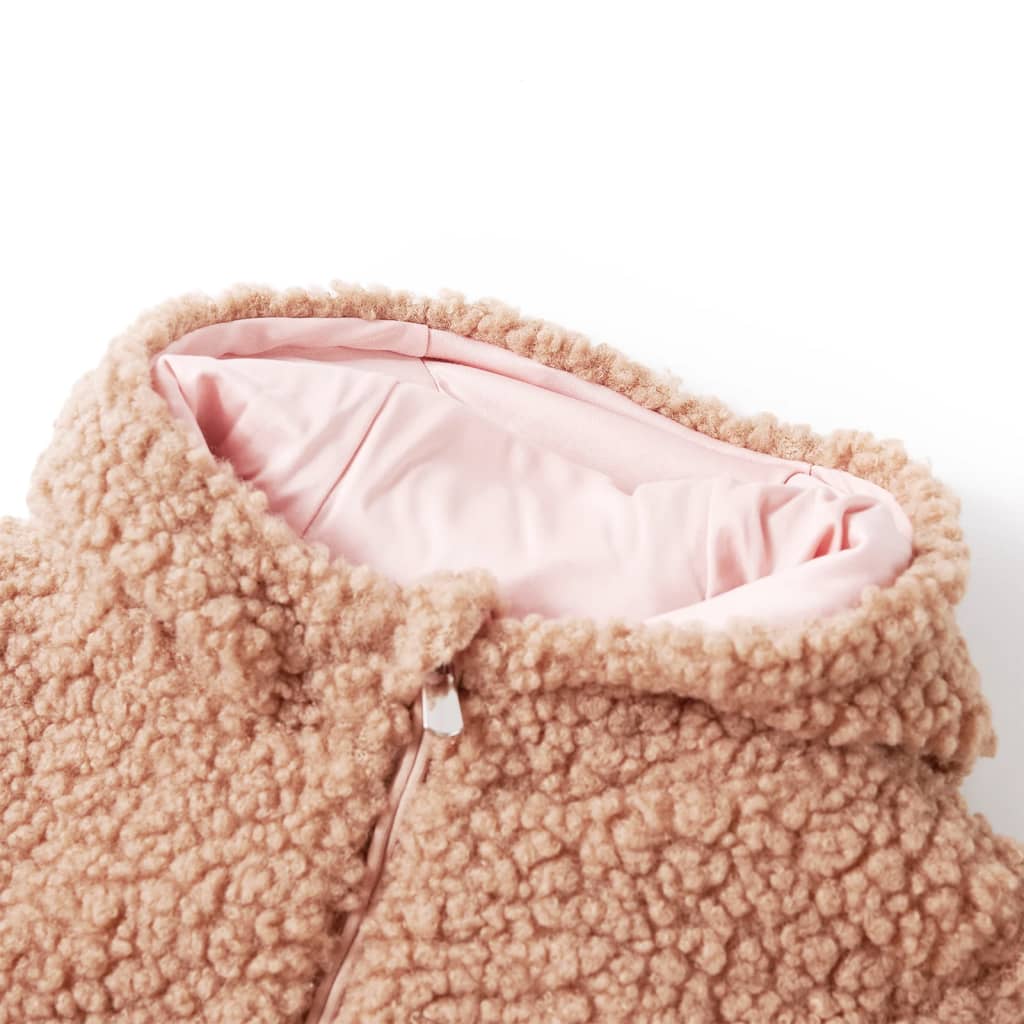 Veste à capuche enfant en fausse fourrure Teddy Cognac clair 104