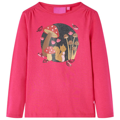 Kinder-Langarmshirt Knallrosa 116
