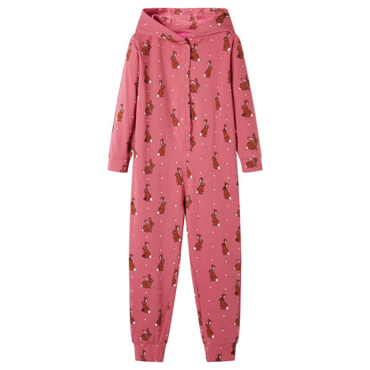 Grenouillère bébé à capuche vieux rose 104