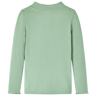 Kinder-Langarmshirt Halbrollkragen Dunkles Minzgrün 128