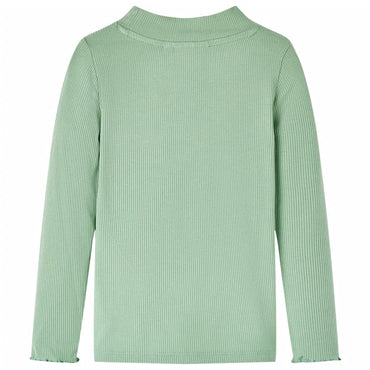 Kinder-Langarmshirt Halbrollkragen Dunkles Minzgrün 140
