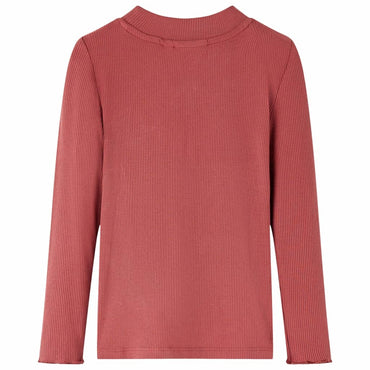 Kinder-Langarmshirt Halbrollkragen Dunkelrot 104