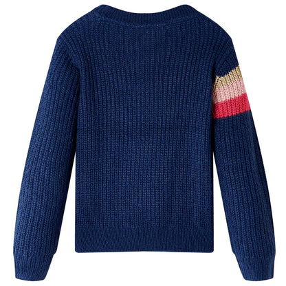 Kinderpullover Gestrickt Marineblau 140