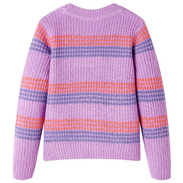 Pull enfant rayé tricoté violet et rose 92