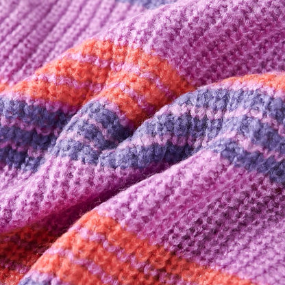 Kinderpullover mit Streifen Gestrickt Lila und Rosa 104