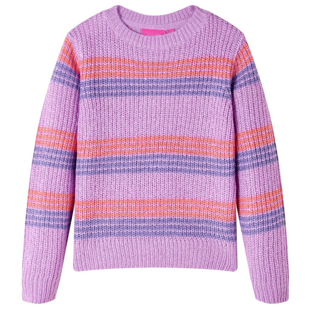 Pull enfant tricoté à rayures violet et rose 116
