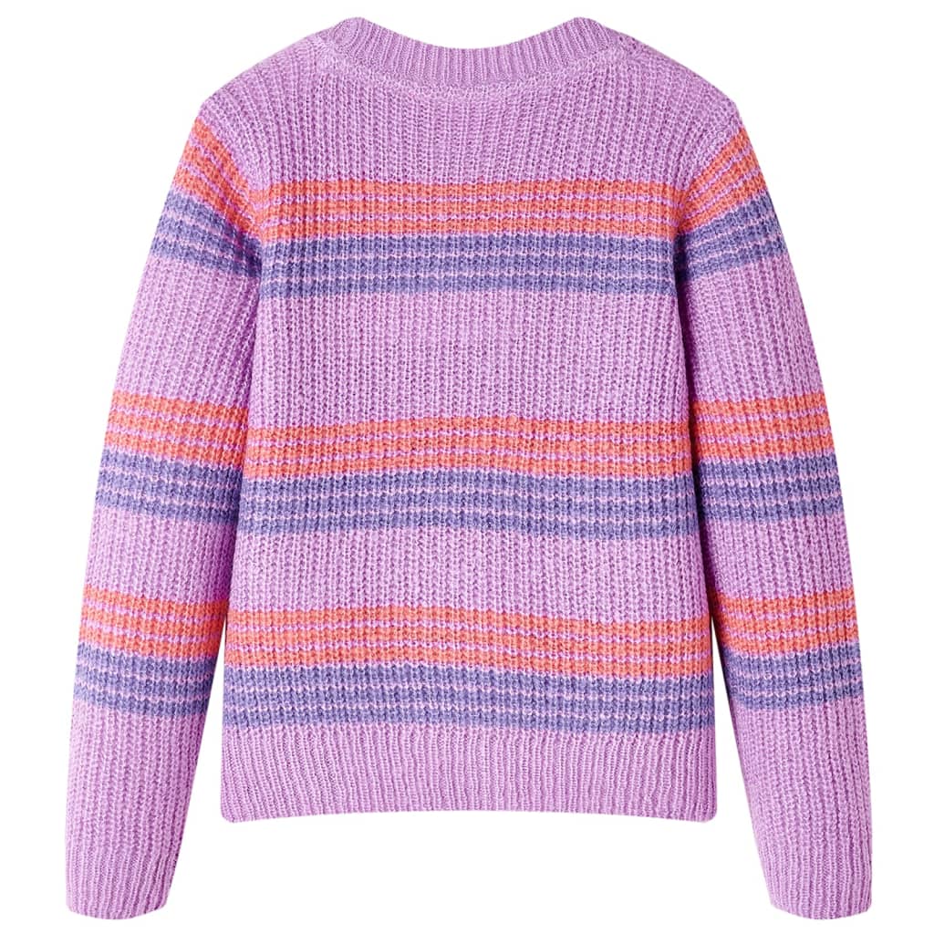 Pull enfant tricoté à rayures violet et rose 116