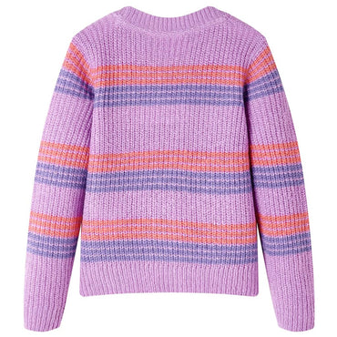Pull enfant tricoté à rayures violet et rose 116