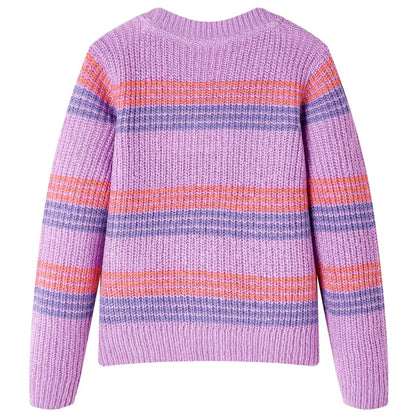Pull enfant tricoté à rayures violet et rose 116