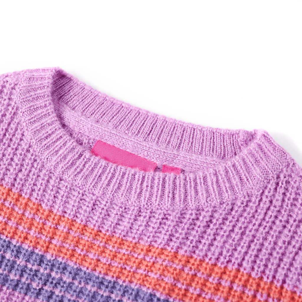 Pull enfant tricoté à rayures violet et rose 116