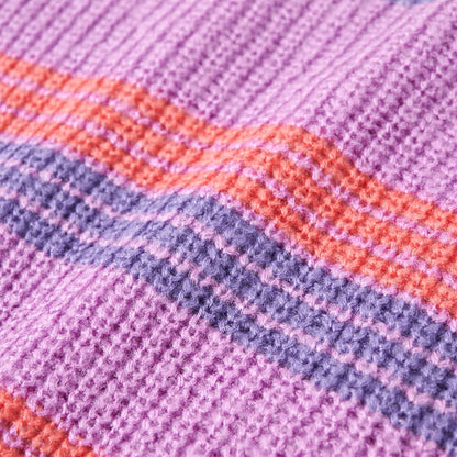 Pull enfant tricoté à rayures violet et rose 116