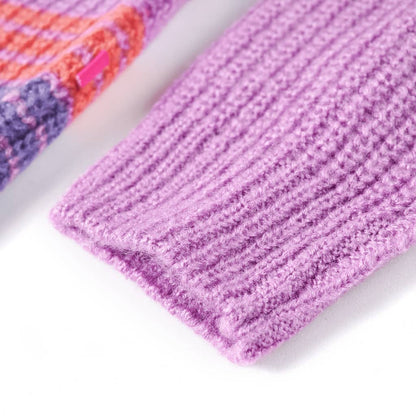Pull enfant tricoté à rayures violet et rose 116