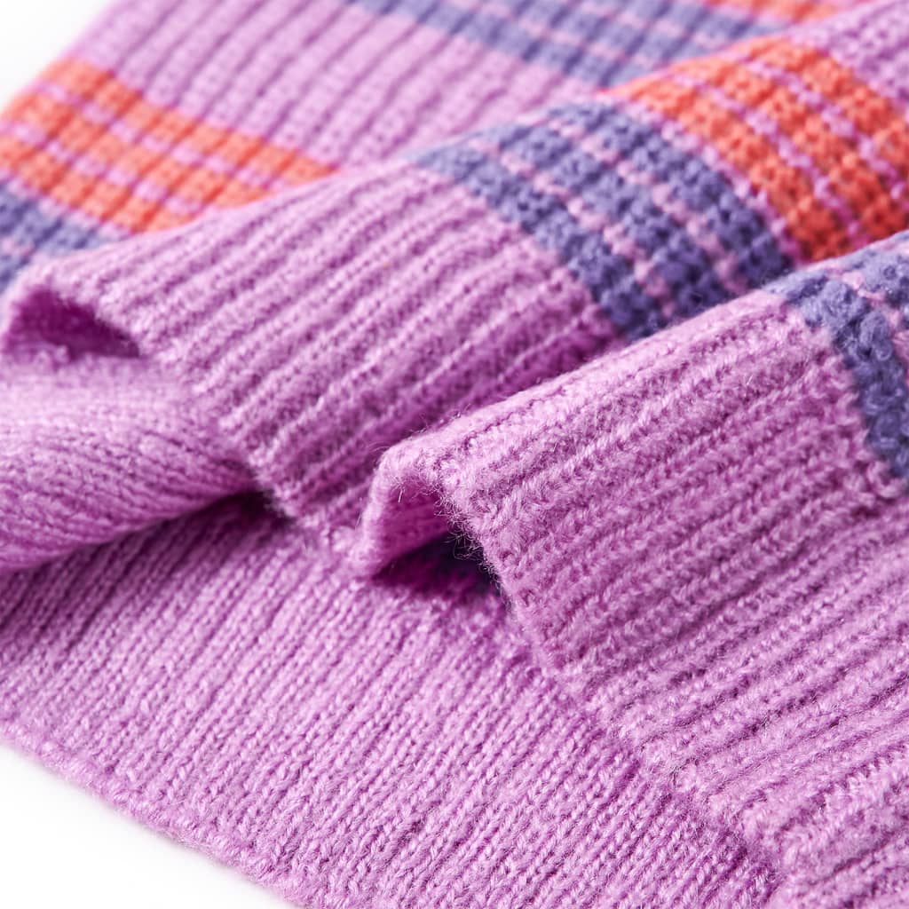 Pull enfant tricoté à rayures violet et rose 116