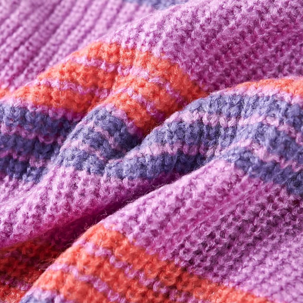 Pull enfant tricoté à rayures violet et rose 116