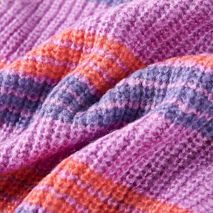 Pull enfant tricoté à rayures violet et rose 116