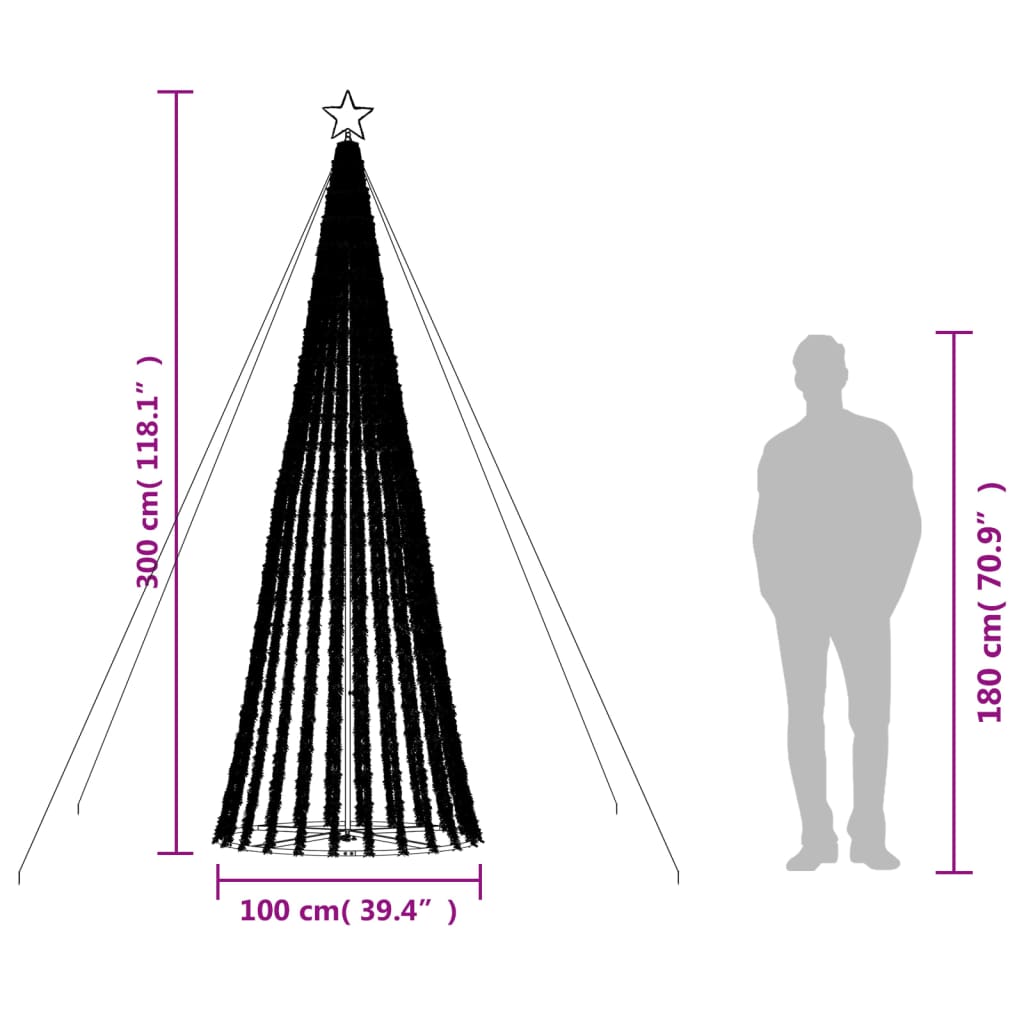 vidaXL LED Weihnachtsbaum 688 LEDs Blau 300 cm