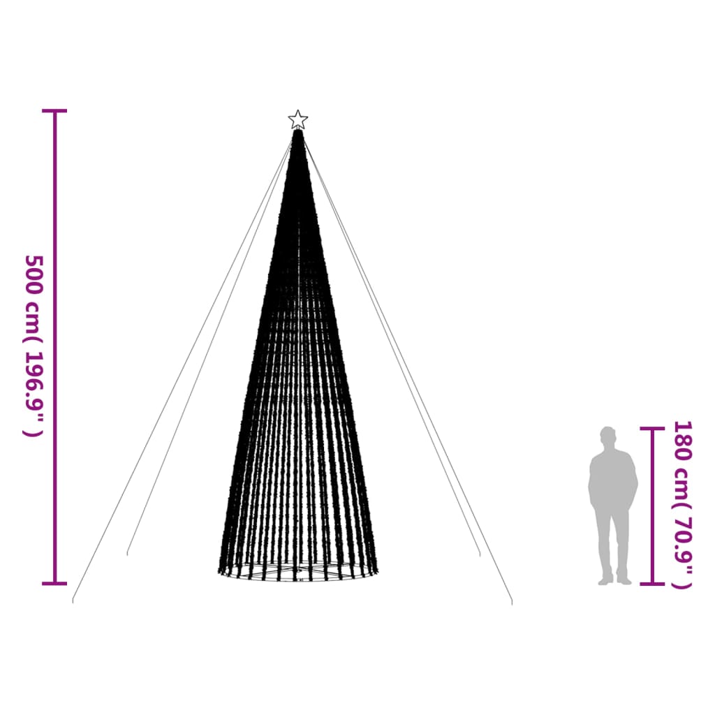 vidaXL LED Weihnachtsbaum 1544 LEDs Warmweiß 500 cm