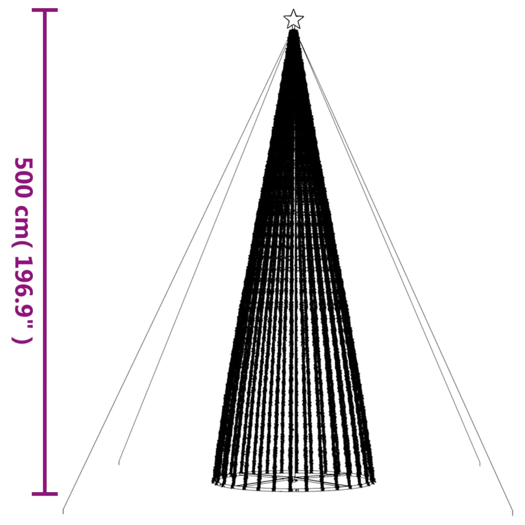 vidaXL Sapin de Noël LED 1544 LED Multicolore 500 cm