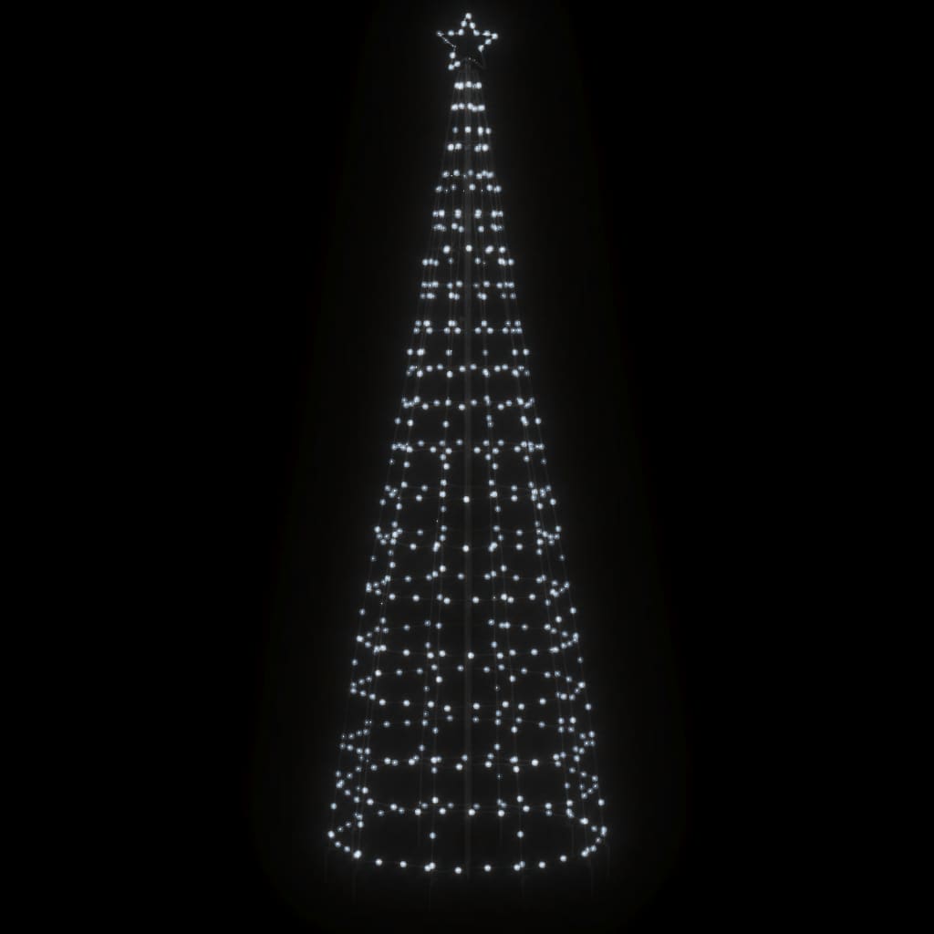 vidaXL Sapin de Noël LED avec piquets de terre 570 LED blanc froid 300 cm