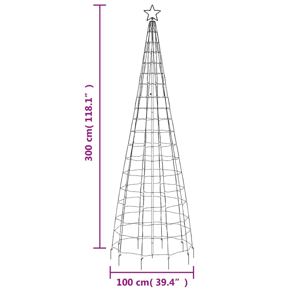 vidaXL Sapin de Noël LED avec piquets de terre 570 LED blanc froid 300 cm