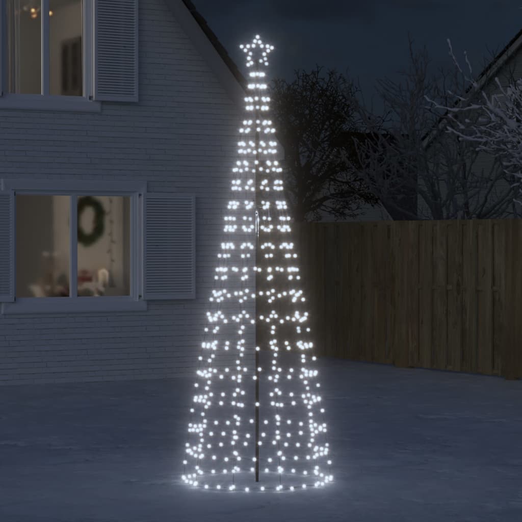 vidaXL Sapin de Noël LED avec piquets de terre 570 LED blanc froid 300 cm